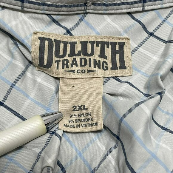 Duluth Button Dress Shirt Men 2XL Checker Plaid Preppy Workwear Casual Modern - Picture 3 of 11